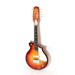 Electric Mandolin sunburst body, two control dials, one switch, white scratchplate with plaque verso