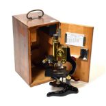 Ernst Leitz Wetzler Microscope no.192929, with fine/course focussing, four lens turret, condensor