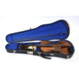 Violin 14 1/8'' one piece back, with label 'Jacobus Stainer Absam 1753' (has some work done to