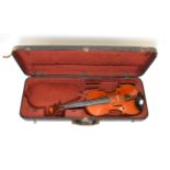 Violin 14'' one piece back, ebony fingerboard, with label 'John Mather, Harrogate 1997 No.35', in