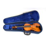 Violin 14 1/8'' two piece back, ebony fingerboard, labelled 'Leon Paroche Billancourt Anno 1926' and