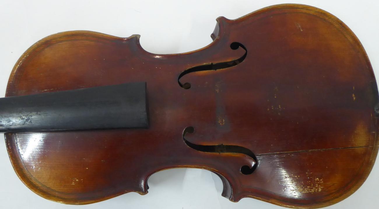 Violin 14 3/8'' two piece back, ebony fingerboard, labelled 'Giovan Paolo Maggini Brescia 1690' - Image 4 of 9