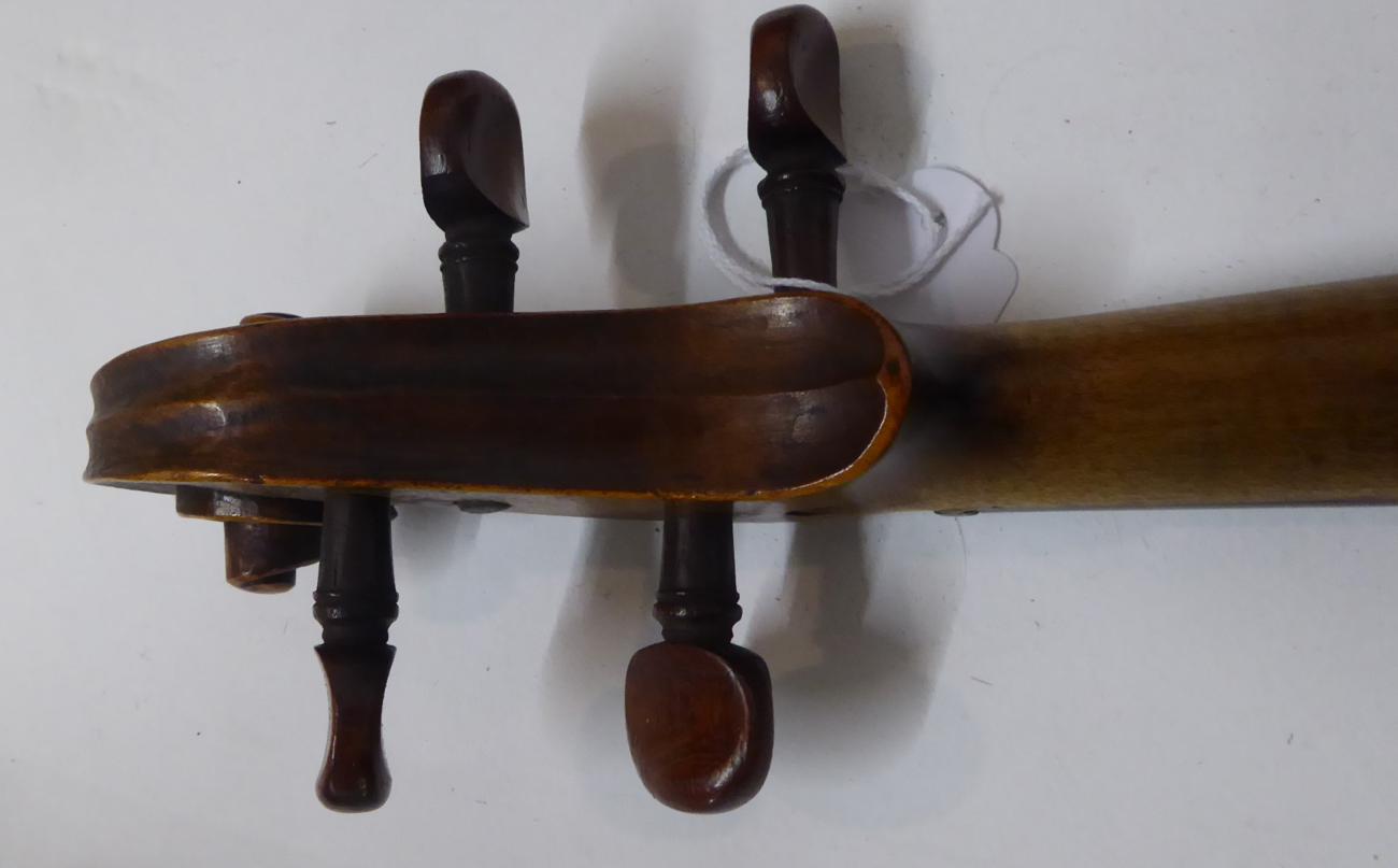 Violin 13 7/8'' two piece back, with hand written label ' ... J Lister 1911 presented by K Myer - Image 8 of 13