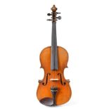 Viola 15'' two piece back, ebony finger board, no label, cased with bow and accessories; together