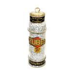 Zubes Glass Dispensing Jar with 'Breathe in Comfort' label to top, 'Zubes 2 1/2d per oz.' to