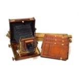 Houghtons Triple Diamond Half Plate Field Camera with Dallmeyer No.3 Ser IV Carfac f6.3 18cm lens,