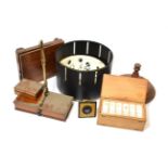 Mixed Lot including a zoetrope, beam balance with set of grain weights, a set of prepared microscope