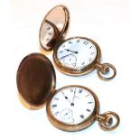 Two gold plated pocket watches, one signed Waltham