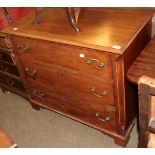 A George III style mahogany chest of drawers, with canted corners, three graduated drawers, raised