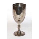 A George V oversized silver goblet, by H Phillips, London, 1921, the tapering bowl on spreading