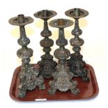 Four silver plated church candlesticks