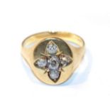 An old cut diamond quatrefoil ring, finger size U. Gross weight 6.4 grams.