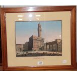 A 19th century hand-coloured print 'Palazzo Vecchio' Firenze, 26cm by 34cm