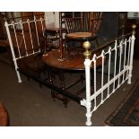 A Victorian brass and white painted metal bed frame