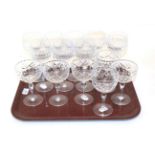 A set of eight Waterford stemmed glasses; with a set of six wine glasses (14)