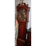 An oak and mahogany crossbanded longcase clock, R.V. Boulton of Grimsby, moon-roller, 8 date