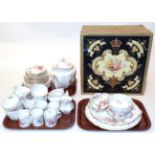 A Royal Crown Derby Posies pattern eighteen piece tea service with cream and sugar; together with