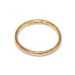 A 22 carat gold band ring, finger size P. Gross weight 2.8 grams.