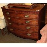A Regency mahogany and ebony strung bow fronted chest of drawers, 103cm wide