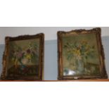 After Vernon Ward, Floral studies, a pair of over-painted prints (2)