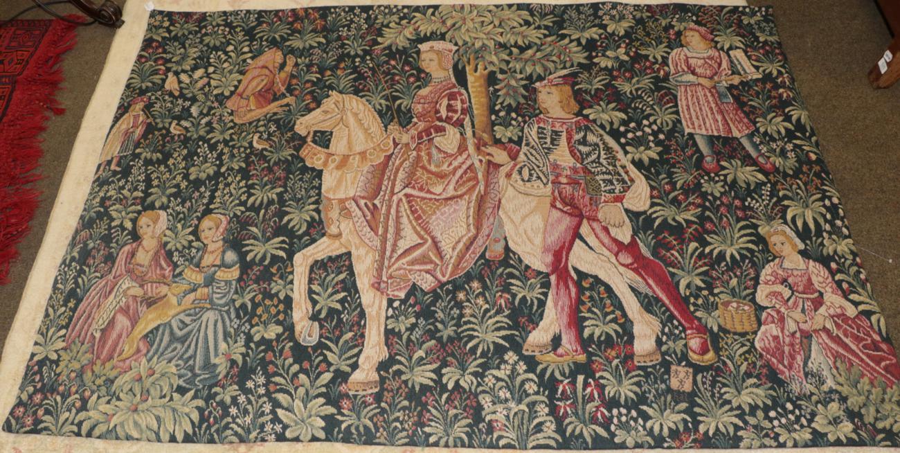 Machine made tapestry of 16th century design, 185cm by 130cm