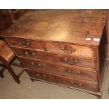 A George III mahogany chest of drawers, with two short drawers above three long graduated drawers,