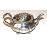 A George IV silver teapot, possibly by William Hewitt, London, 1830, lobed compressed circular,