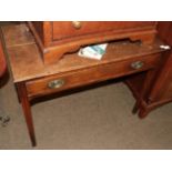 A Regency oak side table with single frieze drawer, raised on square tapering legs