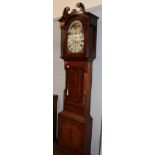 A mahogany eight day longcase clock, painted arch dial signed Thos Hodgkinson, W.Hampton, ''Snow