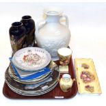 A Portmeirion Parianware 'Portland' vase; a set of four Royal Doulton Canadian view plates; two