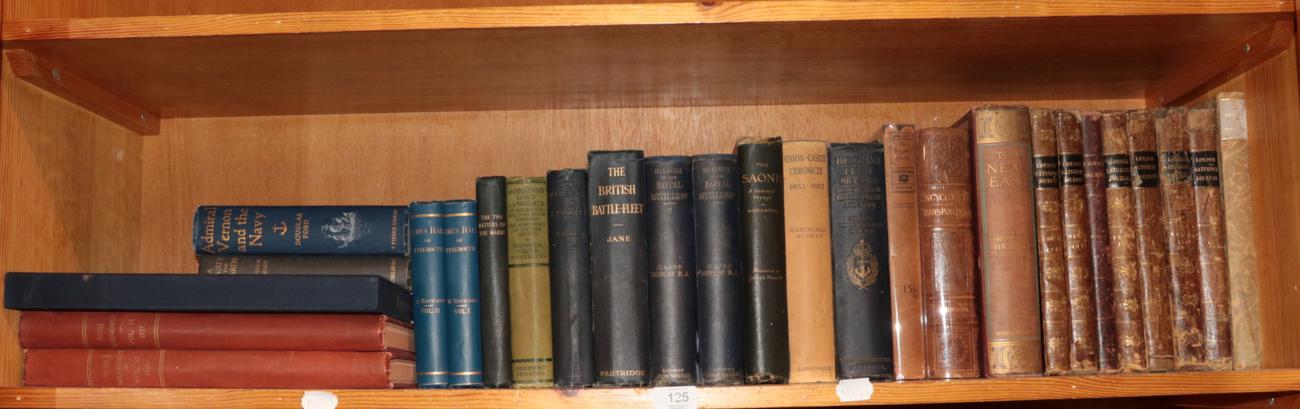 A collection of books including military and naval and maritime history, travel, textiles, volumes