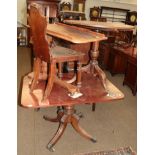 A 19th century mahogany breakfast table (with associated top); a late 18th century oak tripod table;