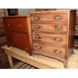 A George III mahogany commode in the form of a four drawer chest; and another mahogany commode (