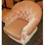 Lincoln House Furniture: a Victorian style armchair upholstered in pink velvet