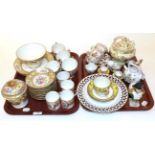 Two trays of 19th century Continental porcelain including: a gilt floral decorated part tea-service;