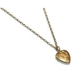 A heart locket on belcher link chain, chain length 54cm . Locket stamped '9CT', chain unmarked -