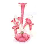 A Victorian cranberry epergne
