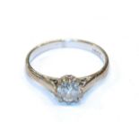 A diamond solitaire ring, estimated diamond weight approximately 0.50 carat, finger size P1/2. Shank