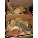 Quantity of assorted mainly pre-1950 teddy bears and soft toys (a.f.) (two boxes)