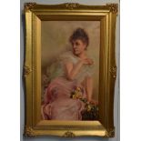 E* Le Galle (20th century) Three quarter length portrait of a lady, signed and dated 1900, oil on