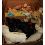 Quantity of assorted mainly pre-1950 teddy bears and soft toys (a.f.) (two boxes)