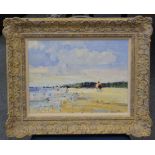 Geoffrey Chatten (b. 1938) ''Suffolk coastal view'', signed, oil on board, 29cm by 39cm