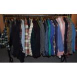 A large quantity of assorted circa 1960s and later gents evening jackets, shirts, trousers, suits