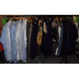 A large quantity of assorted circa 1940's-50's gents costume including shirts, jackets, trousers,