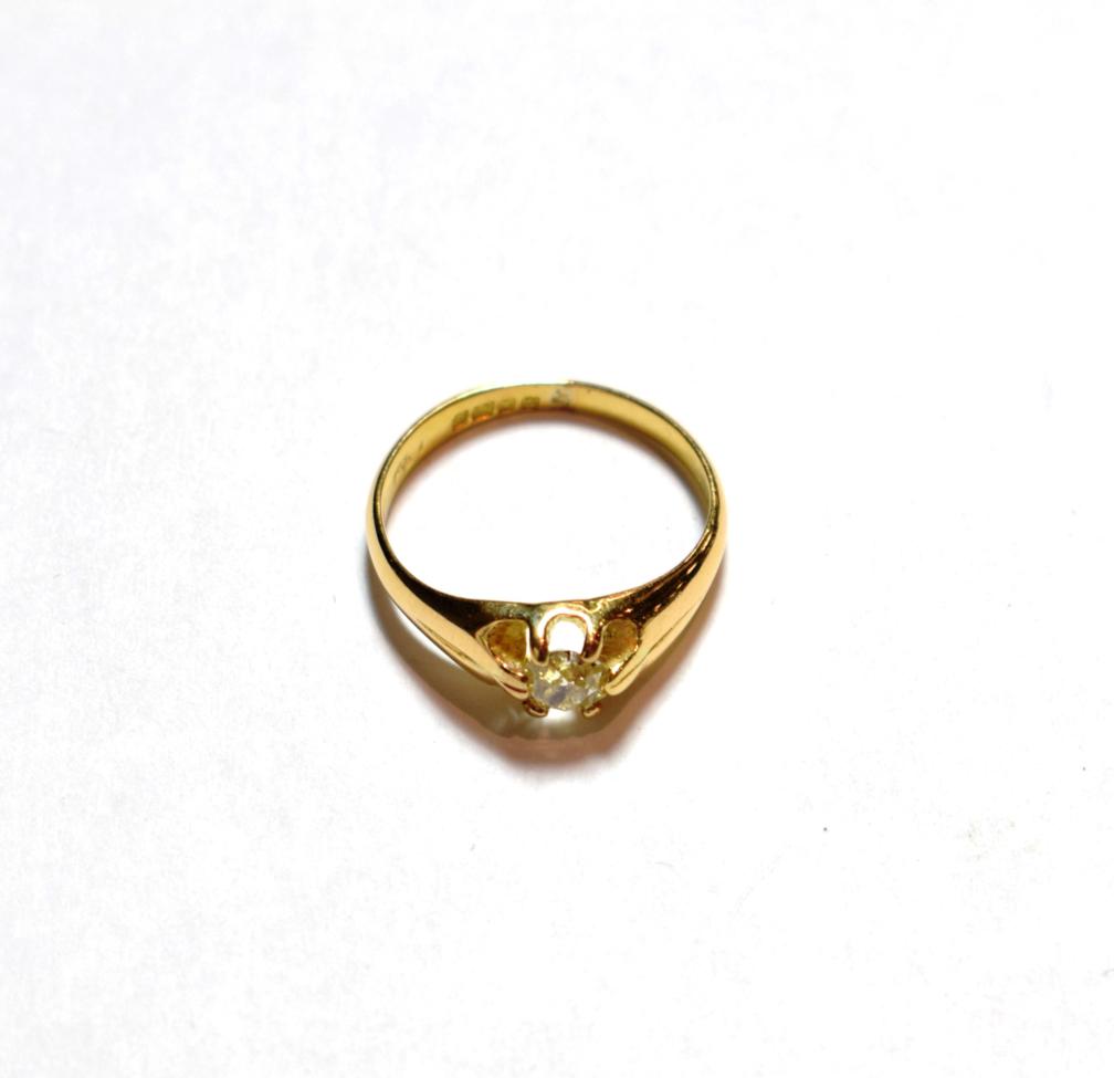 An 18 carat gold old cut diamond solitaire ring, estimated diamond weight 0.40 carat