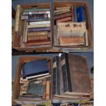 A large collection of books including leather bindings, local history, literature, etc (four boxes)