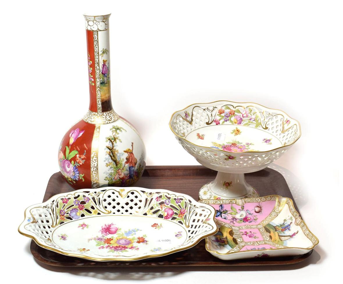 Four pieces of German floral decorated porcelain (4)