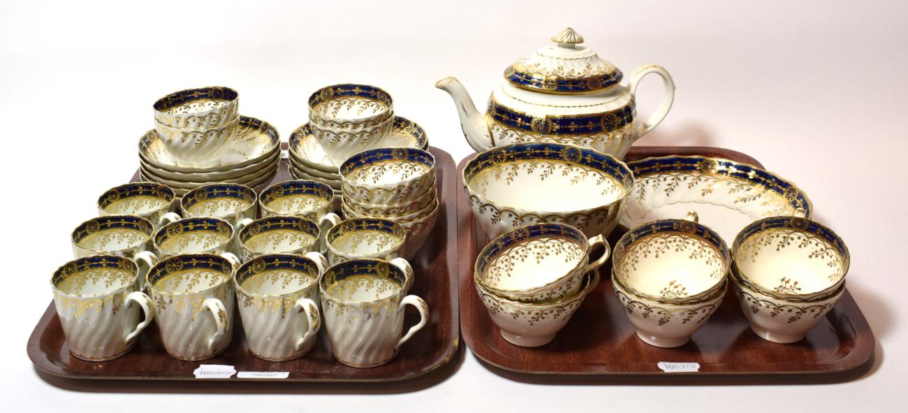 A Chamberlains Worcester part tea and coffee service comprising: teapot, tea cups, coffee cans,