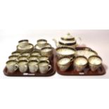 A Chamberlains Worcester part tea and coffee service comprising: teapot, tea cups, coffee cans,