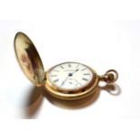 A gold plated full hunter pocket watch, signed Waltham Watch Co, circa 1900, movement signed and